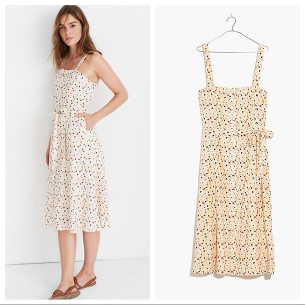 NWOT Madewell 20 Square-Neck Tank Midi Dress in Terrazzo